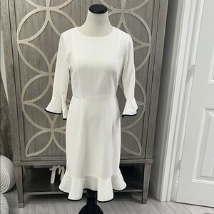 Nanette Lepore White and Navy Blue quarter Sleeve Dress